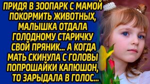 Придя в зоопарк с мамой покормить животных, малышка отдала голодному старичку свой пряник, а когда..