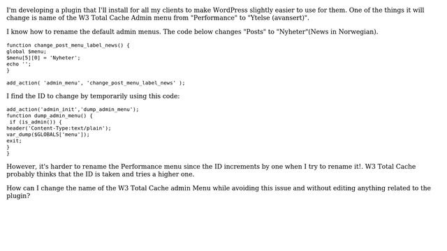 Wordpress: Rename W3 Total Cache admin menu (3 Solutions!!) смотреть онлайн