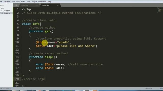 how to work $this keyword in php | how to create simple class in php | php oop смотреть онлайн