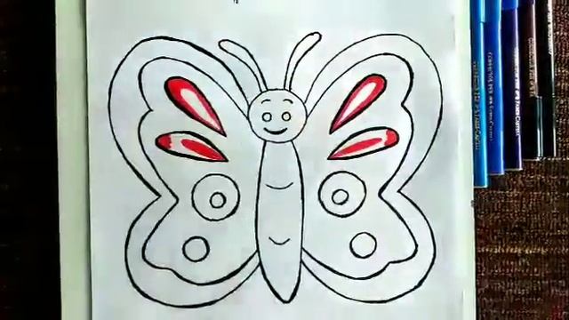 Learn how to Trace and Sketch a beautiful colorful Butterfly/Easy Art/Kids Activity. смотреть онлайн