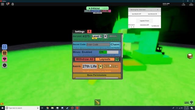 Roblox - Miner's Haven EASY Rebirth Script (PATCHED) смотреть онлайн