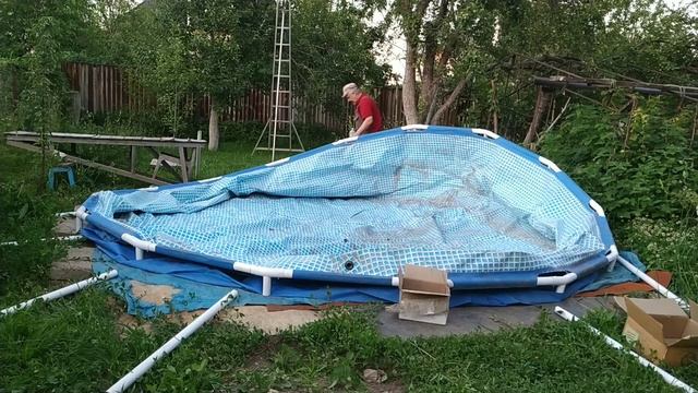 Установка каркасного бассейна Intex. Четвертый  сезон.