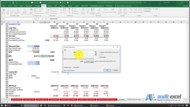 IRR Excel formula, how it works. Link to what the IRR means in layman's terms in description. смотреть онлайн