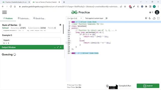 Sum of Series || GEEKSFORGEEKS SOLUTION || 100% Test Cases Passed || gorakhcodes смотреть онлайн