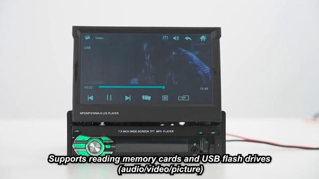 Car Radio 7 inch Retractable Screen Car Stereo AUX USB TF Bluetooth 9601 смотреть онлайн