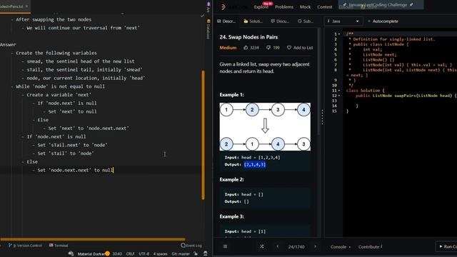 Swap Nodes in Pairs - Leetcode 24 - Java смотреть онлайн