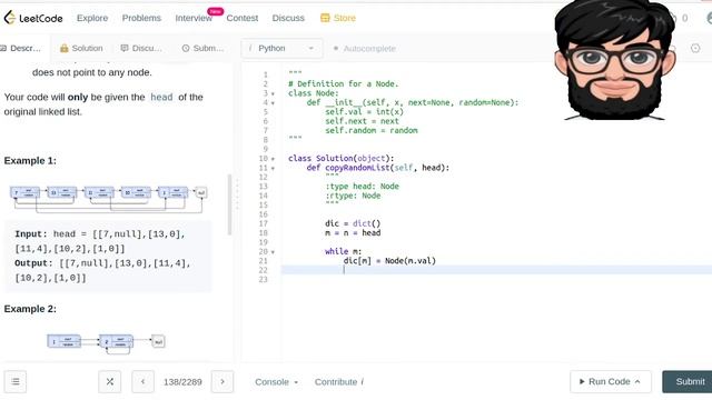 Leetcode Question 138 "Copy List with Random Pointer" in Python смотреть онлайн