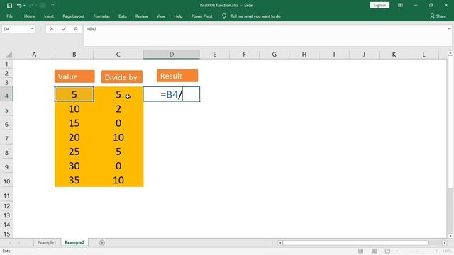 ISERROR Function To Find Out If Selected Value Is Any Error Value.