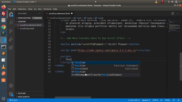JavaScript jQuery How To Scroll To Specific Position of a Webpage Element with Animation Tutorial смотреть онлайн
