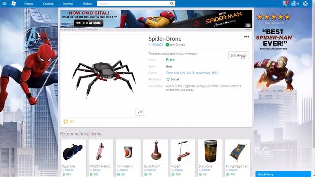 N/A How To Get The Spider-Drone | Roblox Spider-Man Homecoming Event смотреть онлайн