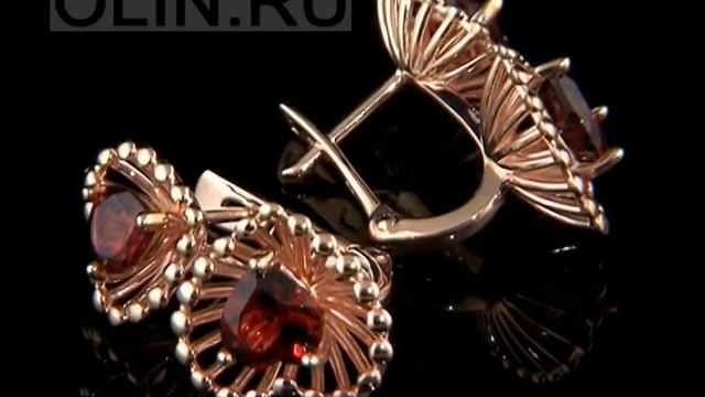 Сережки-сердечки золотые с гранатами смотреть онлайн