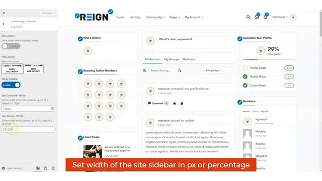 How to setup sidebar width - Reign BuddyPress Theme - WordPress Community Theme смотреть онлайн