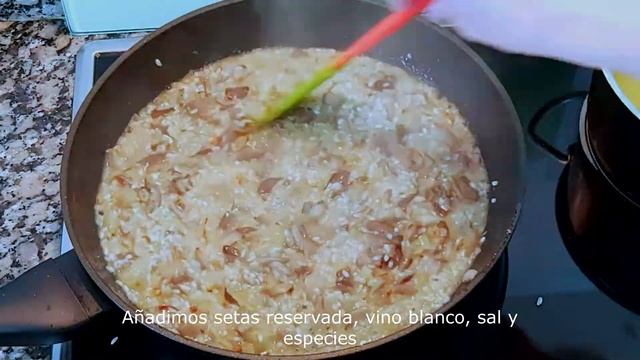 Рецепт Ризотто с грибами, Из белого риса и с шампиньонами, Receta Rizotto De Setas O Champiñones смотреть онлайн