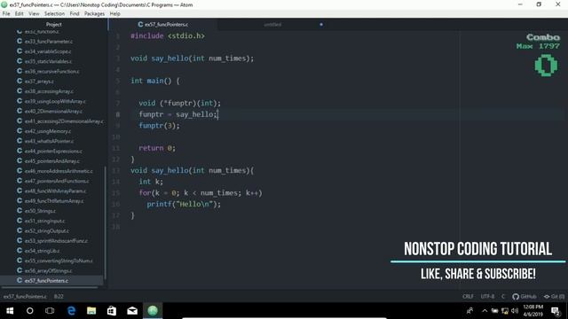Function Pointers Easiest Way To Learn C With Atom Editor In Windows 10 #59 ►▼◄ смотреть онлайн