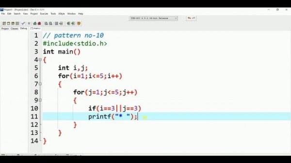 Pattern in C Programing | plus symbol pattern in C Programing