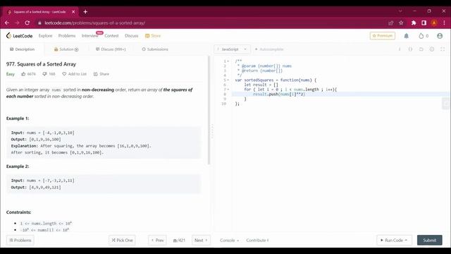 977. Squares of a Sorted Array with Javascript | Leetcode with JavaScript #youtube #leetcode #techn смотреть онлайн