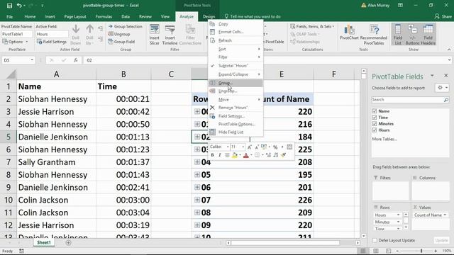 Excel PivotTables - Group Time by Hour смотреть онлайн