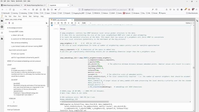 Dimension reduction: UMAP to densMAP JupyterLab w/ PyTorch SBERT visualization (SBERT 18) смотреть онлайн