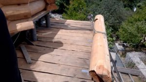 Подъём брёвен лебёдкой по рельсам в гору -4