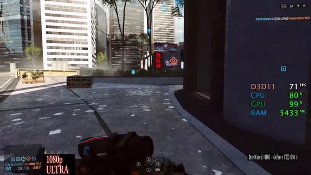 GeForce GTX 1050 ti -- Intel Core i3-8100 -- Battlefield 4 FPS Test смотреть онлайн