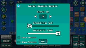 Как сделать затемнение экрана во время игры в Геометри Даш.