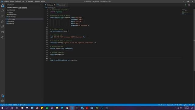 CRUD con Python y PostgreSQL [DELETE] смотреть онлайн