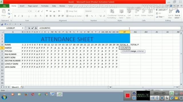 excel ke mostly formulas /=countifs attendance sheet смотреть онлайн
