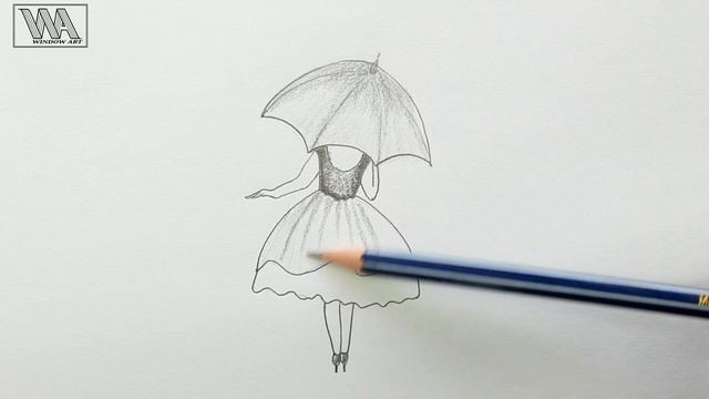 How to draw a girl holding umbrella || girl pencil drawing || Window Art || #cute #girl #drawing смотреть онлайн