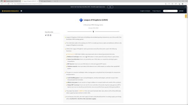 Краткий обзор League of Kingdoms (LOKA) на Binance Launchpad с 12-01-2022 смотреть онлайн