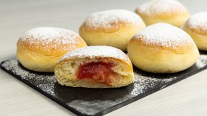 ПЫШНЫЕ пончики с НАЧИНКОЙ в ДУХОВКЕ. Съедаются в один миг.