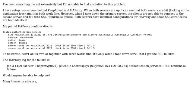 DevOps & SysAdmins: HAProxy SSL Handshake failure on one server but not the other смотреть онлайн