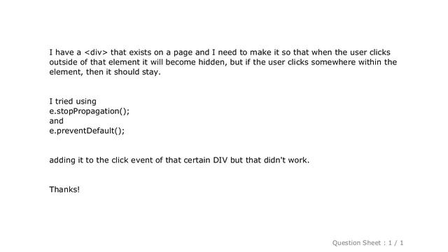 HTML : How to close/hide a DIV element when clicking outside of it (but not inside) смотреть онлайн
