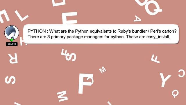 PYTHON : What are the Python equivalents to Ruby's bundler / Perl's carton? смотреть онлайн