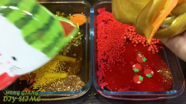 GOLD vs RED ! Mixing Random into CLEAR Slime ! Satisfying Slime Video #1273