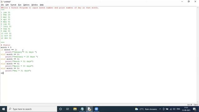 Condition 10 ||Write a Python Program to input month number and print number of day in that month. смотреть онлайн