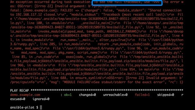 Ansible troubleshooting - invalid argument смотреть онлайн