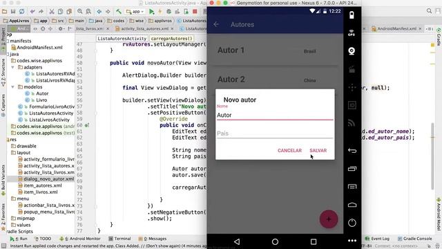 V24b [AppLivros] AlertDialog PositiveButton ClickListener para Salvar Autor Demonstração смотреть онлайн