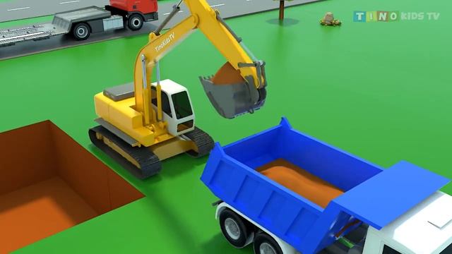 Экскаватор, самосвал и цементовоз для детей | Строительство автозаправочной станции для детей смотреть онлайн