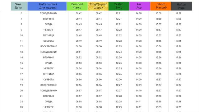 Москва ш. намоз вақтлари Декабрь 2021 йил учун | Время намаза г. Москва на Декабрь #namaz #Moskva смотреть онлайн