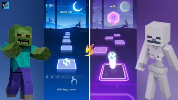 Tiles Hop - Zombie Rap VS Skeleton Rap - Minecraft (Dan Bull) V Gamer