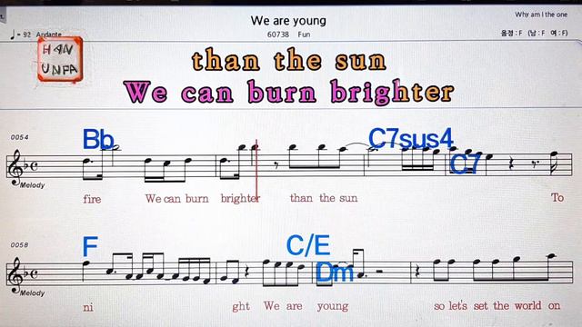 We are young/Fun💋노래방, 가라오케, 코드 큰 악보,반주,가사💖Karaoke, Sheet Music, Chord, MR смотреть онлайн