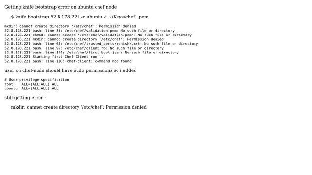 Ubuntu: Getting error for knife bootstrap on ubuntu chef node смотреть онлайн