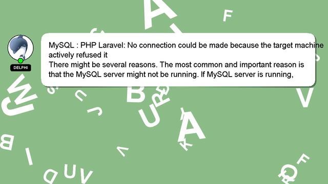 MySQL : PHP Laravel: No connection could be made because the target machine actively refused it смотреть онлайн