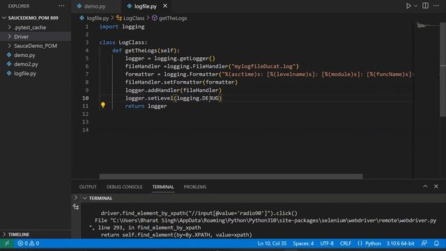 24) Logging in Python (Implementing in Automation Selenium) смотреть онлайн