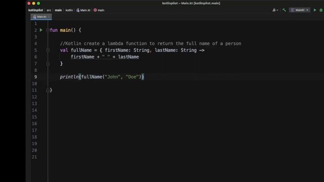 Kotlin with copilot: Use lambda function to print the full name смотреть онлайн