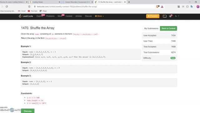 Shuffle the Array #leetcode contest 193 смотреть онлайн