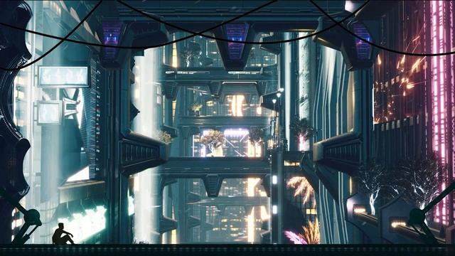 ASMR Cyberpunk | Future City Aerial Flying Traffic Sound Music Ambience| 8 Hours смотреть онлайн