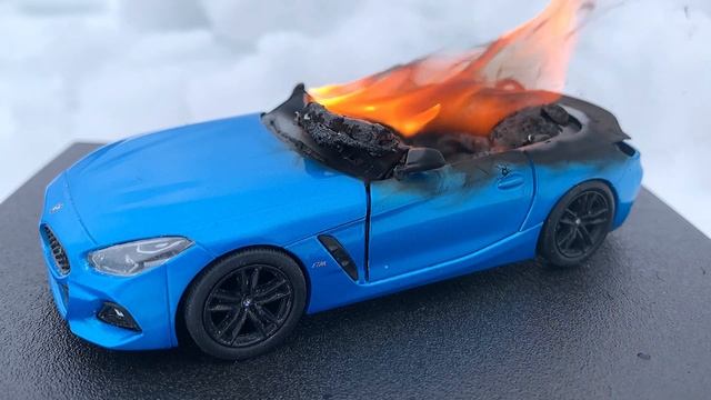 Burning My BMW Z4! The Car is on FIRE! Toy Car BURNOUT смотреть онлайн