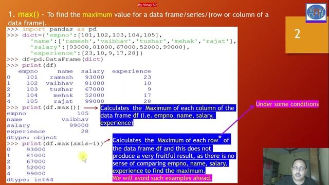 INFORMATICS PRACTICES FOR XII - 18 ? (Pandas II – min() and max() functions with Data Frames) смотреть онлайн