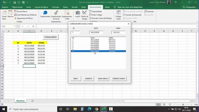 Corrigir ERRO ao Carregar DATA e HORA para Listbox ou Textbox Excel VBA смотреть онлайн